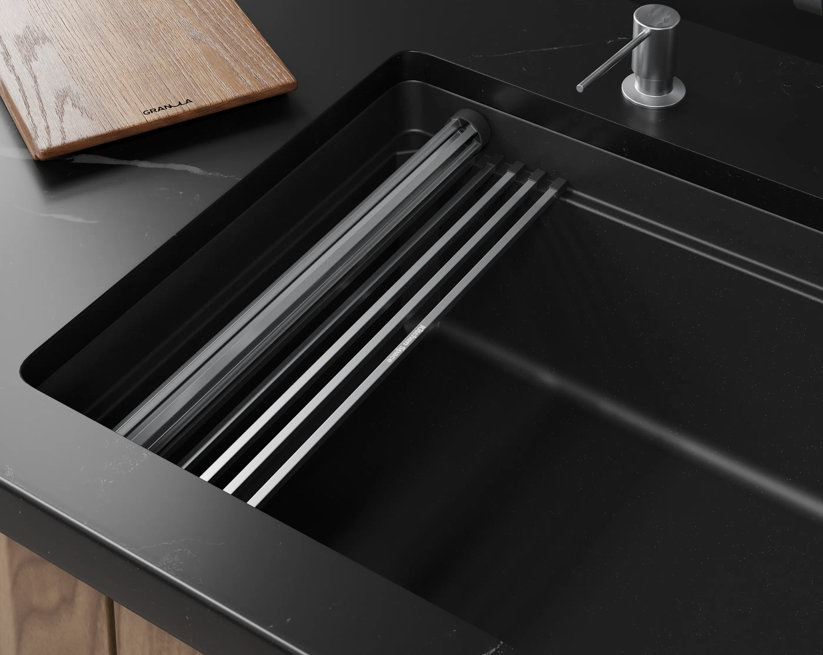 Мойка для кухни Granula Kitchen Space Rinzer 7309RU шварц, 73х45 см, прямоугольная