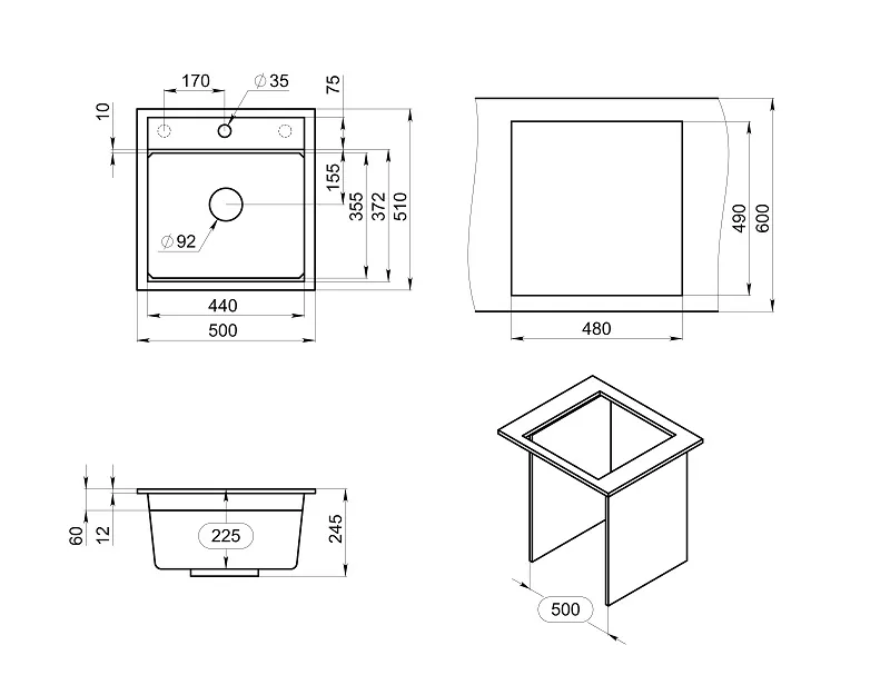 KS-5002, АЛЮМИНИУМ  кухонная мойка, кварц
